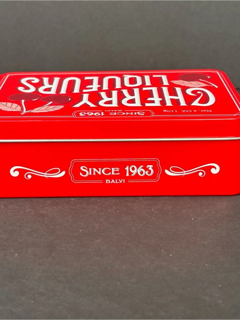 Anthropologie x Balvi Cherry Liqueur Jewelry Box Retro Candy Tin Style Velvet